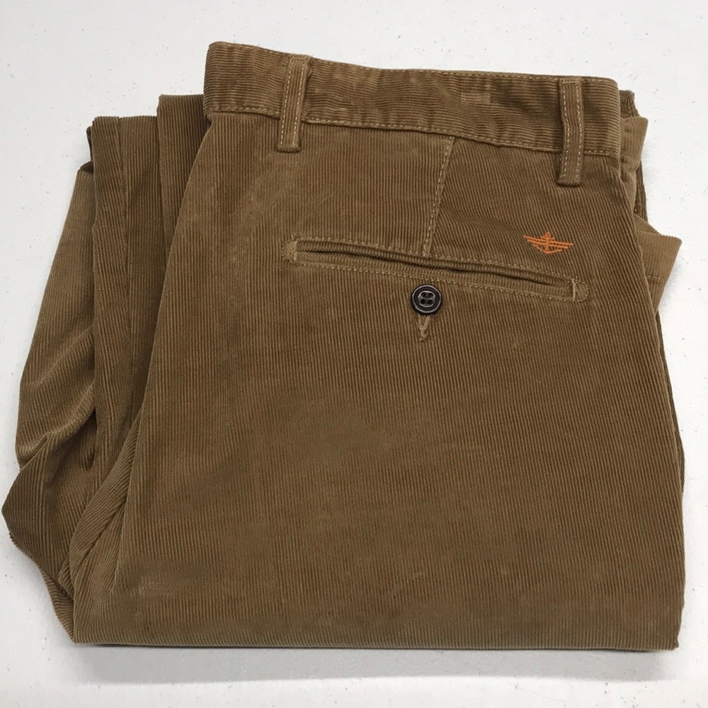 Dockers Men's Corduroy Pants Tan with Orange Logo